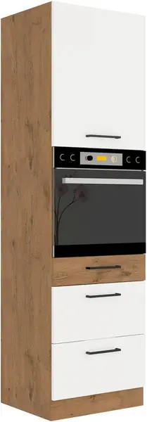 Vysoká skříňka pro vestavnou troubu Vigo 60 DPS-210 3S 1F - Premium Box Barva korpusu: Dub Lancelot, Barva dvířek: Bílý lesk