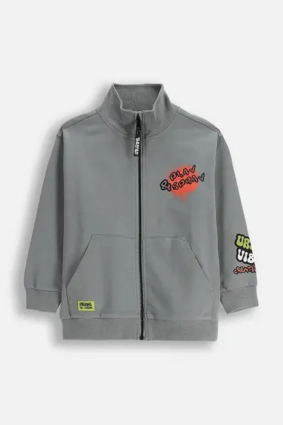 Mikina Coccodrillo šedá barva, hladká, SPORTS BOY KIDS