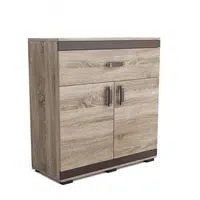 Komoda P25 100 cm Barva korpusu: Lancelot, Lišta: Bílá, Barva dvířek: Šedá