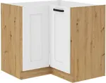 Spodní rohová skříňka Luna 90x90 DN 2F BB Barva korpusu: Dub artisan, Barva dvířek: Bílá