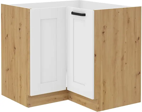 Spodní rohová skříňka Luna 90x90 DN 2F BB Barva korpusu: Dub artisan, Barva dvířek: Bílá