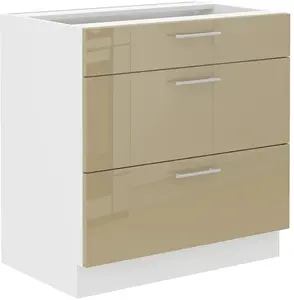 Spodní skříňka Lara 80 D 3S BB - Quadro Barva korpusu: Bílá, Barva dvířek: Cappucino lesk