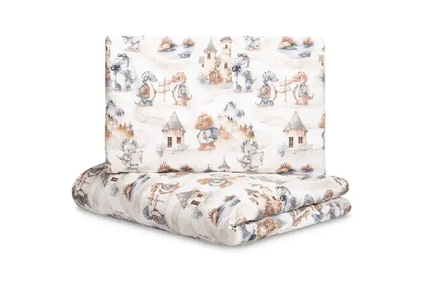 SENSILLO Mušelínové povlečení do postýlky 135x100, Dráček modrý, jeans