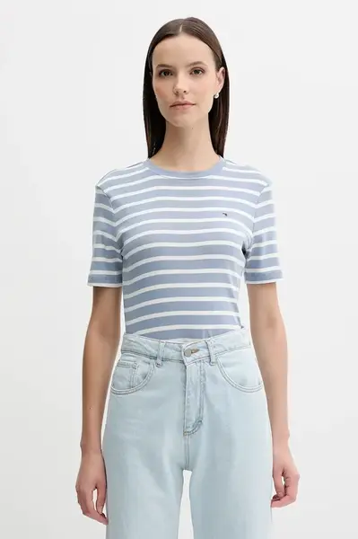 Bavlněné tričko Tommy Hilfiger dámské, bílá barva, WW0WW40587