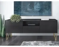 TV skříňka Harmony, černá/černý mramor