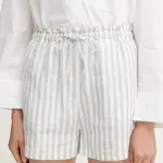 Lněné kraťasy Tommy Hilfiger dámské, bílá barva, high waist, WW0WW45773