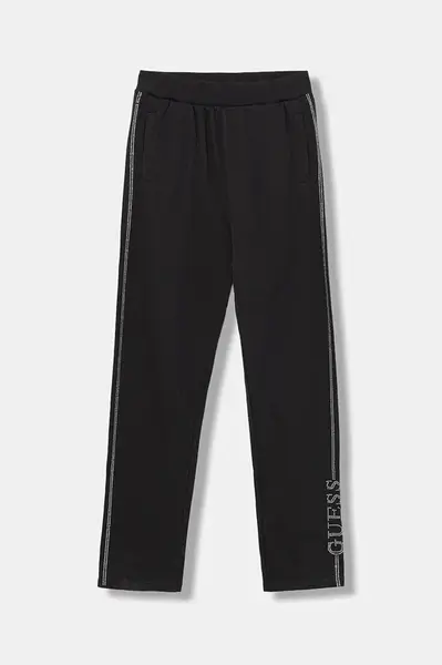 Dětské bavlněné tepláky Guess černá barva, s aplikací, J5YQ12 KA6R4