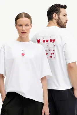 Bavlněné tričko EA7 Emporio Armani bílá barva, s potiskem, AF13243.7X000038