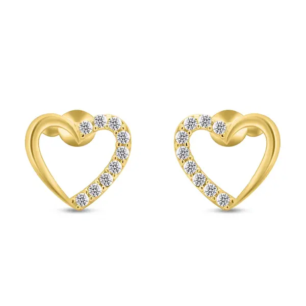 Brilio Silver Romantické pozlacené náušnice třpytivá srdíčka EA356Y