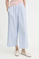 Bavlněné kalhoty Weekend Max Mara FLEUR dámské, modrá barva, široké, high waist, 2525136021600