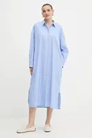 Bavlněné šaty Weekend Max Mara MOLINA modrá barva, maxi, oversize, 2525226121600