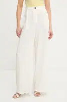 Kalhoty Answear.LAB dámské, bílá barva, široké, high waist