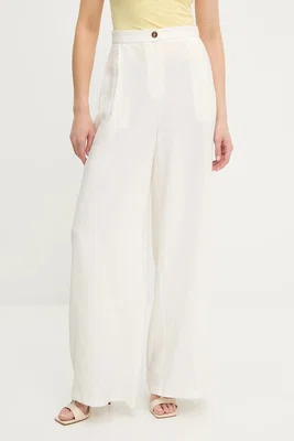 Kalhoty Answear.LAB dámské, bílá barva, široké, high waist