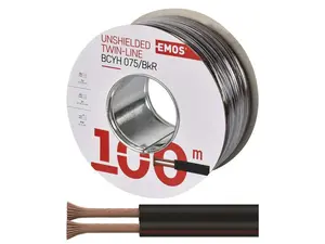 Dvojlinka nestíněná 2x0,75mm2 černo/rudá EMOS S8270 100m