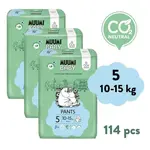 MUUMI BABY Walkers 5 Maxi+ 10-15 kg měsíční balení kalhotkových eko plen 114 ks