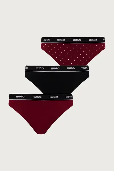HUGO  tanga dámské bavlněné s elastanem TRIPLET THONG DESIGN 3-pack