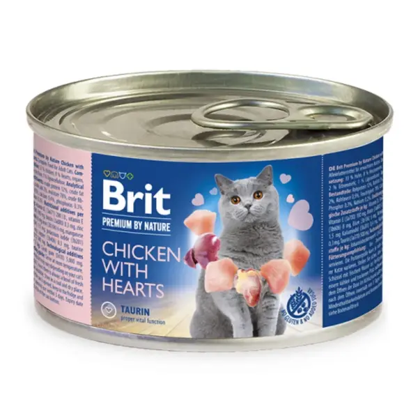 BRIT Premium by Nature Chicken with Hearts konzerva pro kočky 200 g