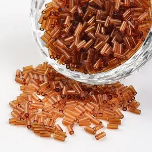 Transparent Colours Round Hole Glass Bugle Beads