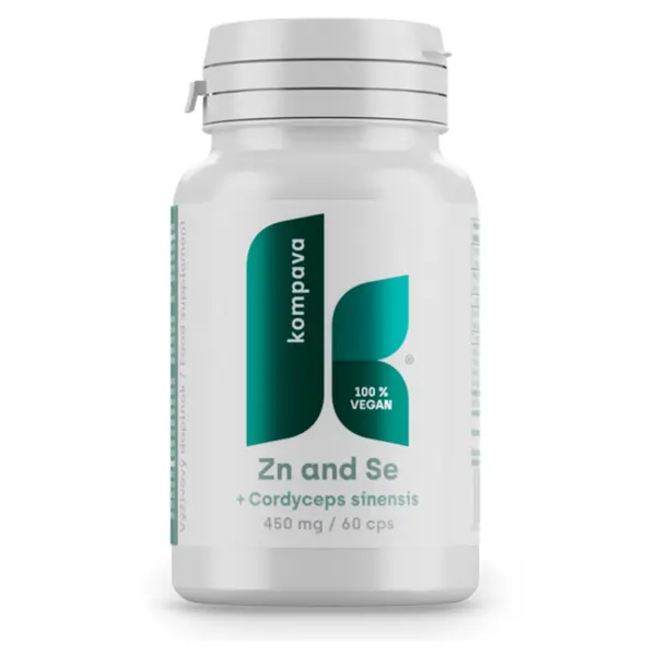 KOMPAVA Zinek a selen + cordyceps sinensis 450 mg 60 kapslí