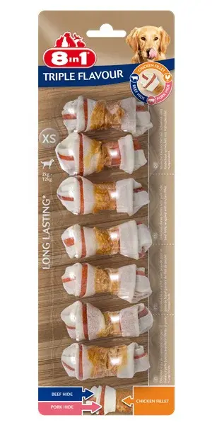 8 in 1 Triple Flavour - žvýkací kost XS - 7 ks/balení