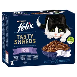 Felix Tasty Shreds zmiešaný výber v omáčke 12 x 80 g