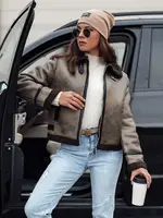 Dámska zamszová bunda KASAMIRA s kožúškom