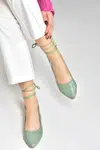 Fox Shoes Green Women's Tied Ankle Flats shoes