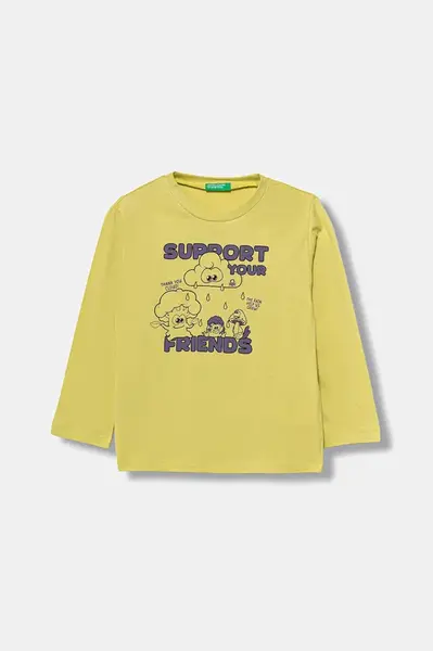 Dětské bavlněné tričko s dlouhým rukávem United Colors of Benetton
