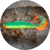 Redbass gumová nástraha twister kixter fluo/green rhrt uv - s 70 mm