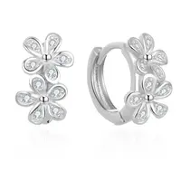 Beneto Květinové kruhové náušnice se zirkony AGUC2622