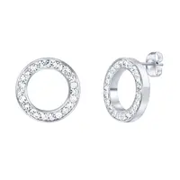 Silvego Něžné ocelové kruhové náušnice se zirkony KMM62639