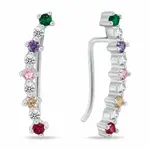 Brilio Silver Slušivé podélné náušnice s barevnými zirkony EA1107WRBW