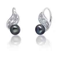 JwL Luxury Pearls Luxusní stříbrné náušnice s pravou černou perlou JL0674