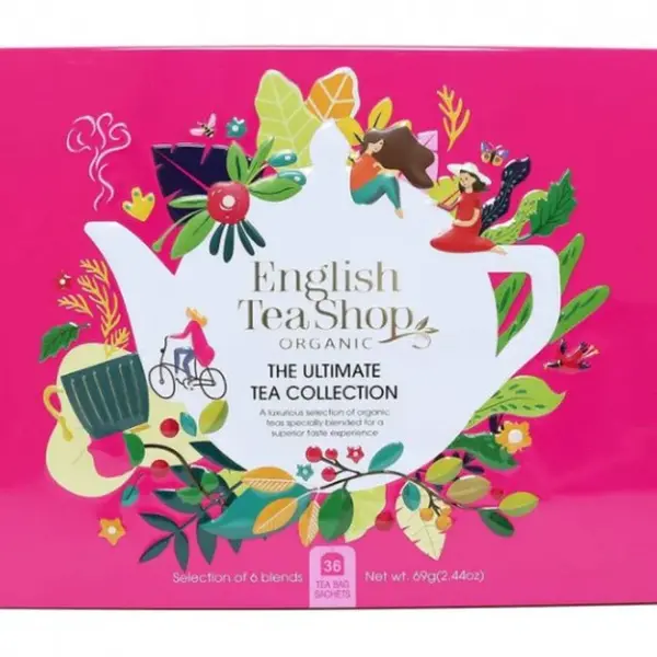 English Tea Shop Dárková sada The Ultimate růžová BIO v plechové kazetě 36 sáčků