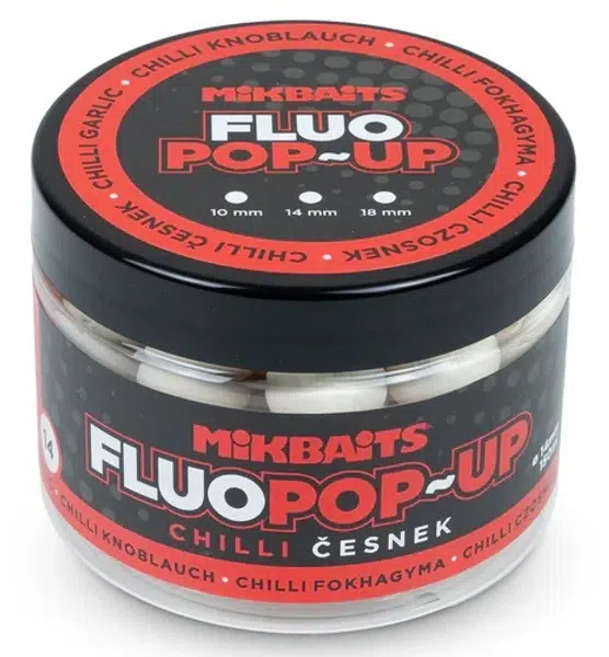 Mikbaits plovoucí boilie fluo chilli česnek 150 ml - 14 mm