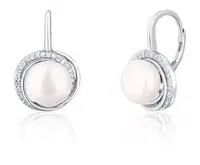 JwL Luxury Pearls Luxusní stříbrné náušnice s perlou a zirkony JL0738