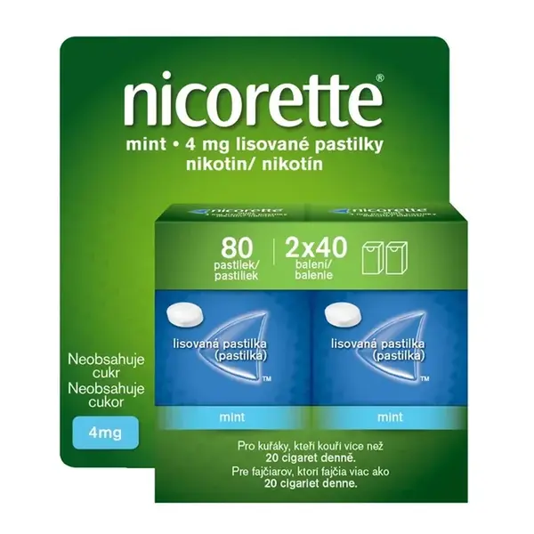 Nicorette Mint 4 mg lisovaná pastilka 2 x 40 kusů