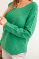 Kesi Włoski Svetr dámský z viskózy s dlouhým rukávem a kulatým výstřihem zelený