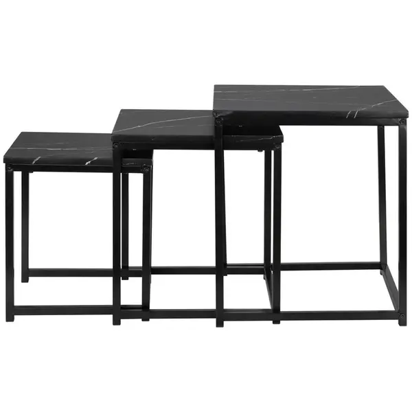 MID.YOU SADA ODKLÁDACÍCH STOLKŮ, černá, kov, kompozitní dřevo,