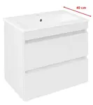 Sapho Ezara - Umývadlová skrinka, 58x39x54 cm, 2 zásuvky, lesklá biela EZ592-3030