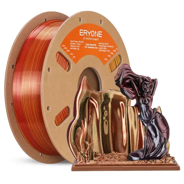 ERYONE High Speed Four-color Silk PLA Filament 1kg - Metallic Frenzy (Black & Dark Red & Orange & Gold)