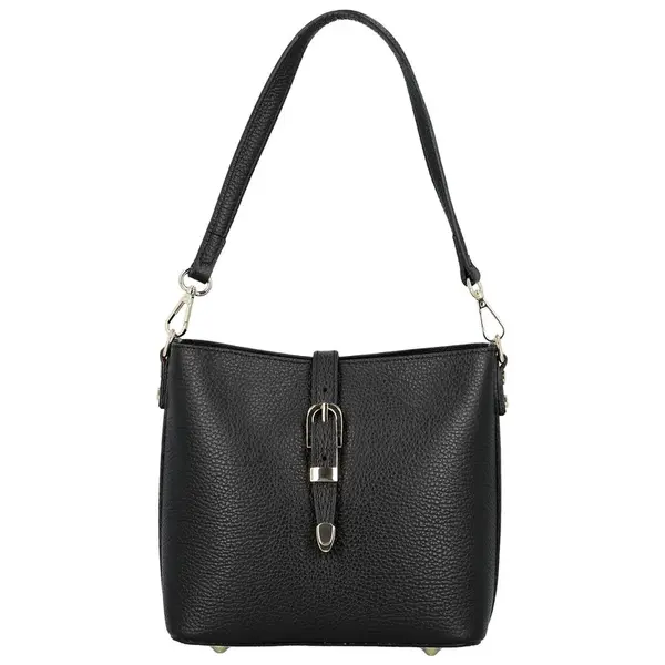 Dámska kožená kabelka na rameno čierna - Delami Vera Pelle Antoanet