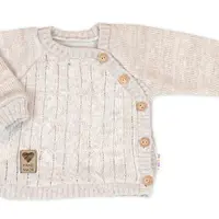 Baby Nellys Pletený svetřík a kalhoty s kapsou Hand Made 2D, Nature