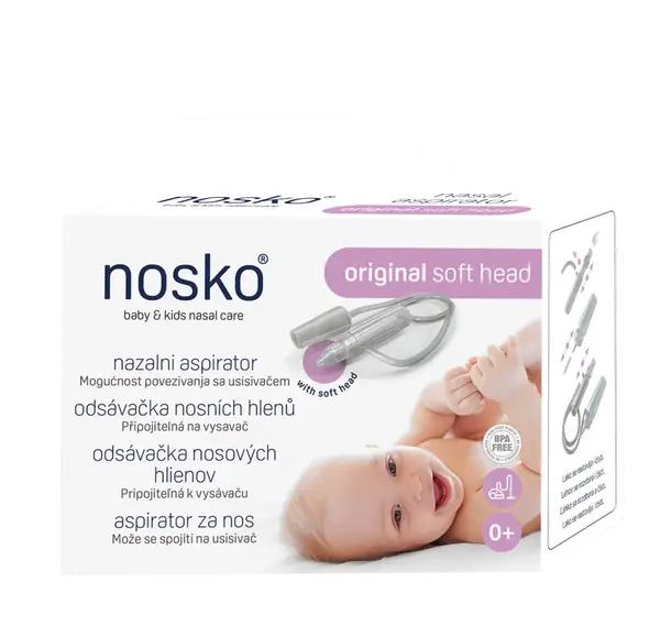 Nosko - Soft Head, odsávačka nosových hlienov s mäkkou hlavicou, pripojiteľná k vysávaču