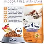 CLUB 4 PAWS Premium Indoor 4 in 1. Pre dospelé mačky S jahňacinou 14 kg (9473)