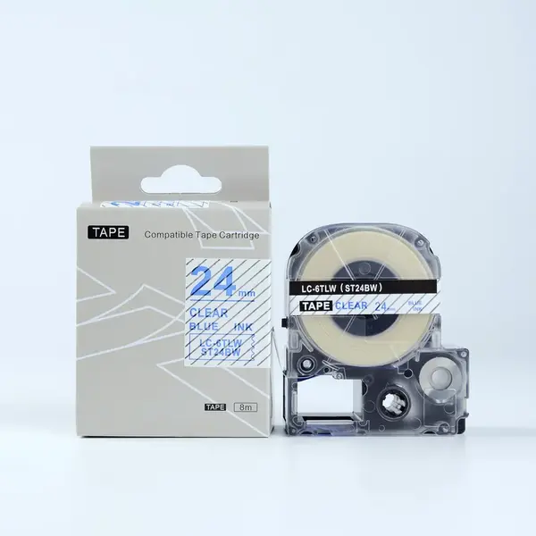 Epson LK-6TLN, ST24BW, 24mm x 9m, modrý tisk / průhledný podklad, kompatibilní páska