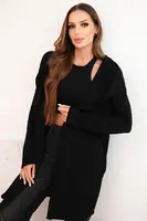 Kesi Dámska bavlnená bunda s kapucňou a predĺženým predným dielom čierna