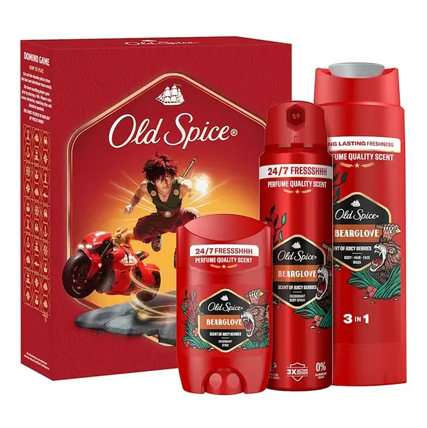 OLD SPICE Bearglove Dárková sada s hrou Domino 3 kusy