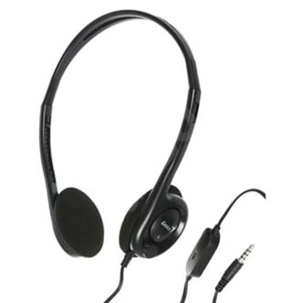Genius HS-200C, sluchátka s mikrofonem, bez ovládání hlasitosti, černá, 3.5 mm jack