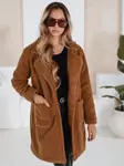Płaszcz zimowy damski teddy futrzany brązowy Dstreet